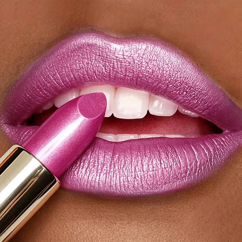 JUJU DREAM Metallic Shimmer Lipstick, Pink Purple Pearl Lip Color, Radiant Glossy Finish Makeup for Women