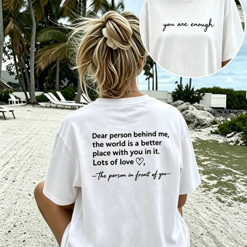 Inspirational Quote T Shirt Women Men Cotton Short Sleeve You Are Enough Graphic Tees Kind Positive Message Casual Gift Y2K Top