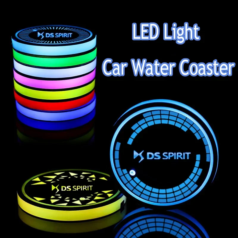 Car Water Drinking Bottle Holder Mat Luminous 7 Colors Light Coaster Pad Organizer Holder Styling for Citroen DS Spirit