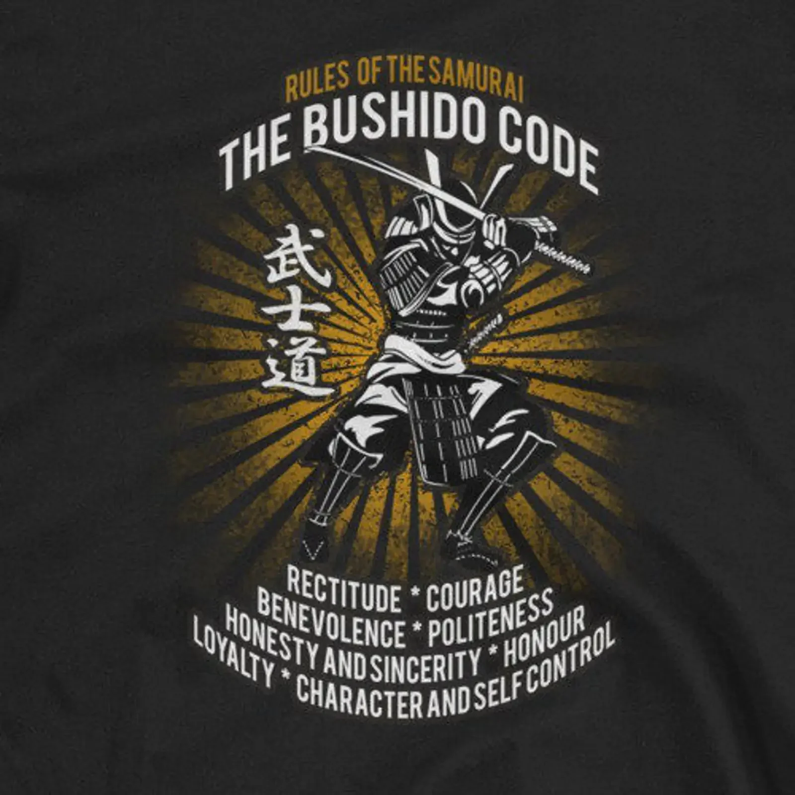 The Bushido Code Samurai T Shirt Martial Arts vintage Washed Stylish streetwear homme Comfortable Stretched