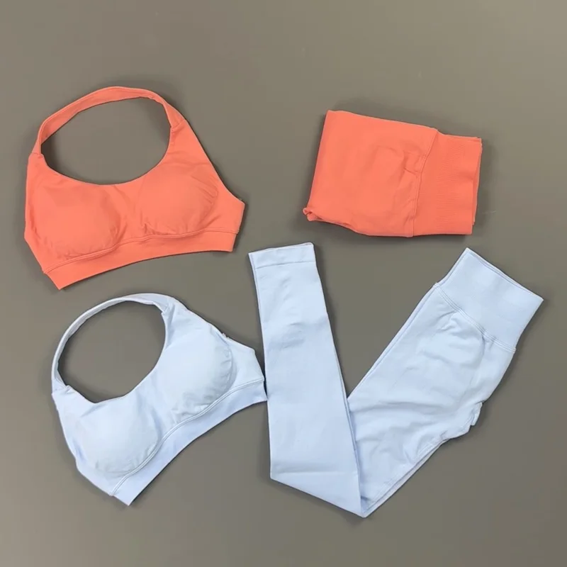 2 Pieces Gym Set Women Padded Sports Bra Tummy Control Butt Lifting Yoga Leggings Buttery Soft Stretch Suit Pilates Workout Sets