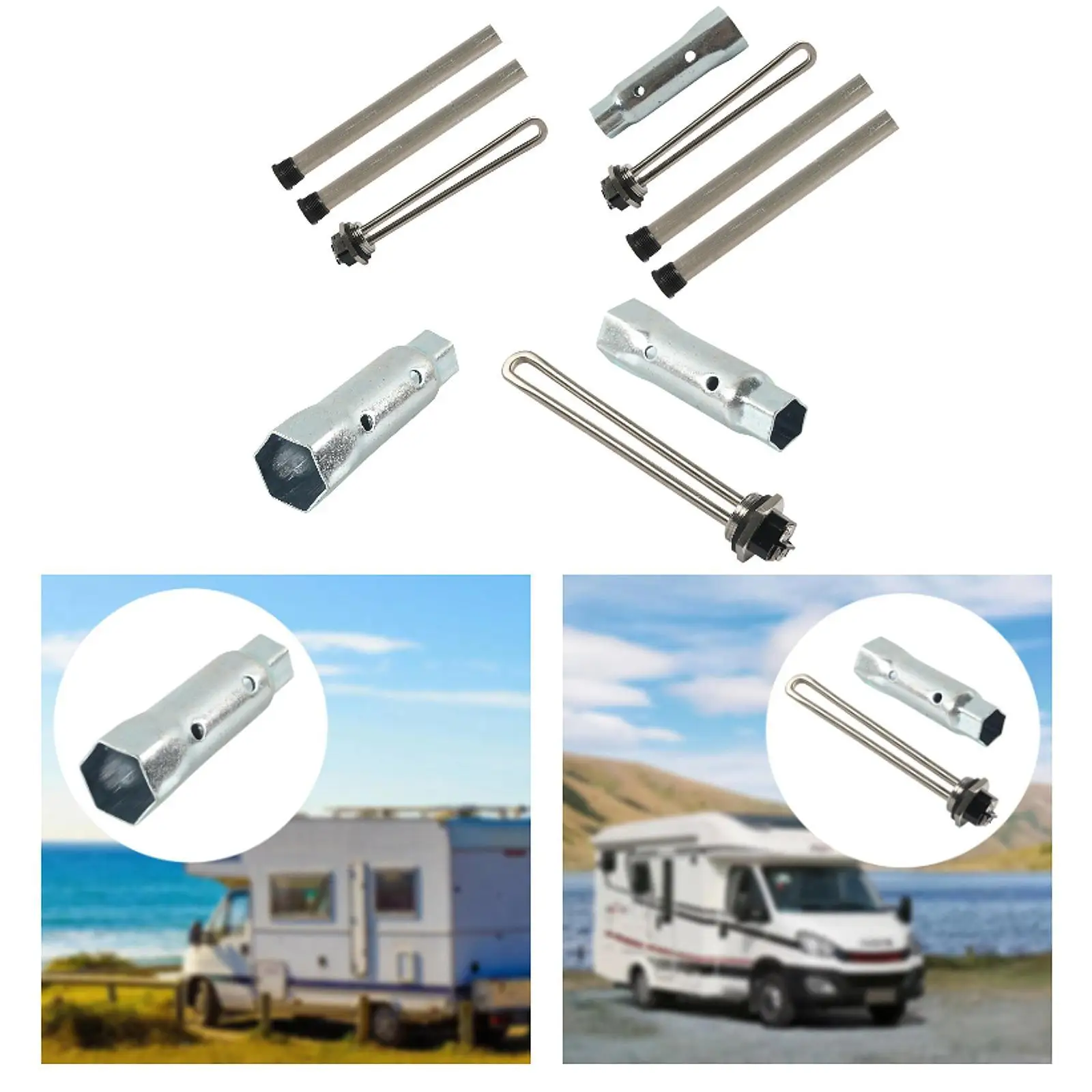 

Sturdy Steel RV Water Heater Element Unit 520900 Efficient Heater Replacement for Camping Vehicles