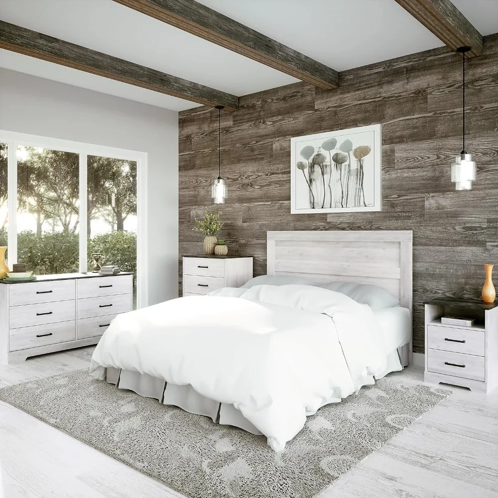 Rustic Ridge Farmhouse Chest, commode de chambre en bois avec 4 portes de rangement