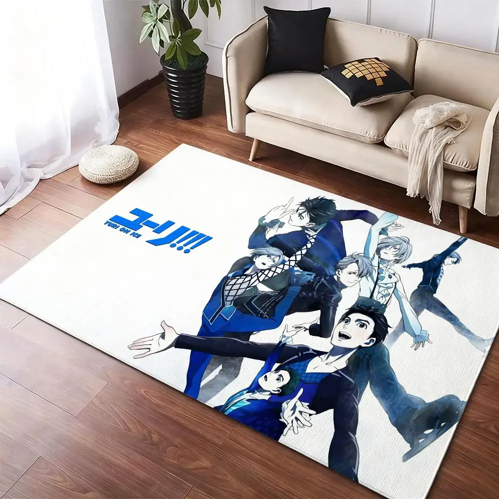 

Y-Yuri on IceS cartoon Floor Mat Soft Thickened Non-Slip Door Mat for Living Room Home Decor Flannel Rugs