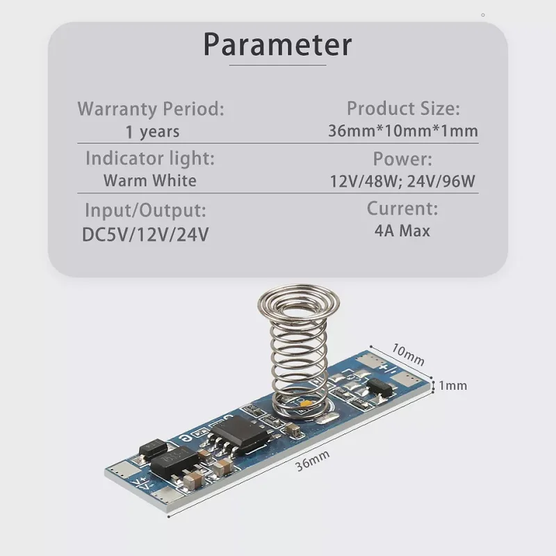 12V 24V 4A Mini Inteligente LED Dimmer Controlador Sensor de Toque Interruptor Módulo para Tira de Alumínio e LED Strip Touch Switch