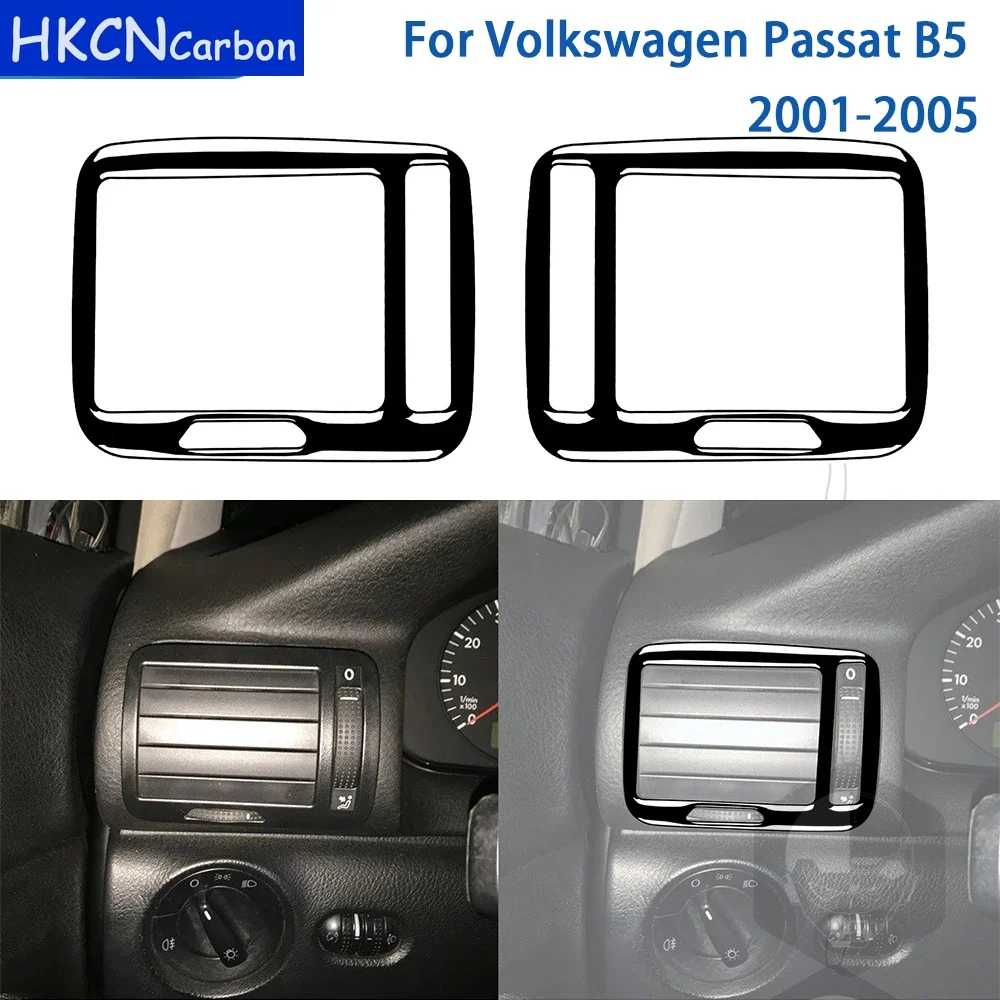 

For Volkswagen Passat B5 2001-2005 Accessories Gloss Black Plastic Car Interior Instrument Panel Side Air Outlet Trim Sticker