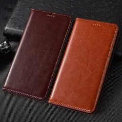 Crazy Horse Genuine Leather Case For Redmi Note 7 8 8T 9 9S 10 10S 11 12 13 14 15 Pro + Plus Phone Wallet Cover Cases
