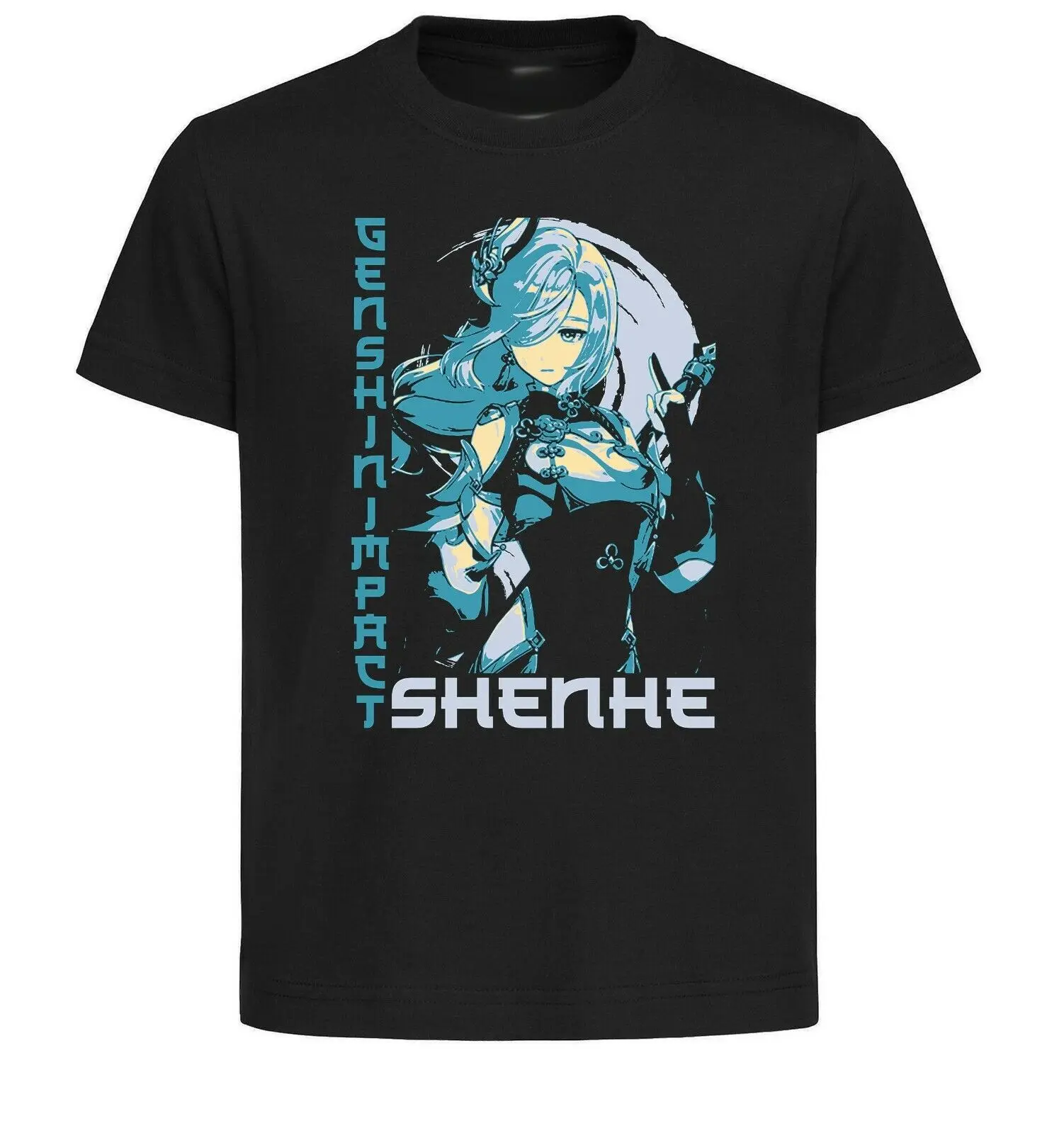 

Черная футболка, черная футболка в японском стиле Genshin Impact Shenhe