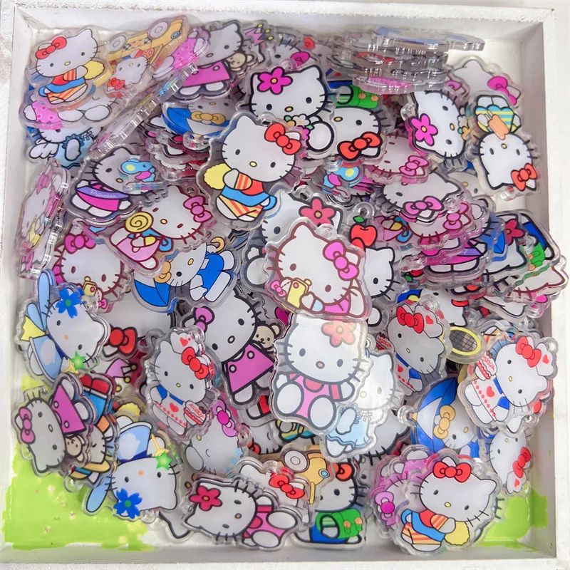 Cartoon anime Sanrio cute Hello Kitty acrylic patch,2/4/8cm UV printing double-sided transparent,handmade DIY keychain accessory