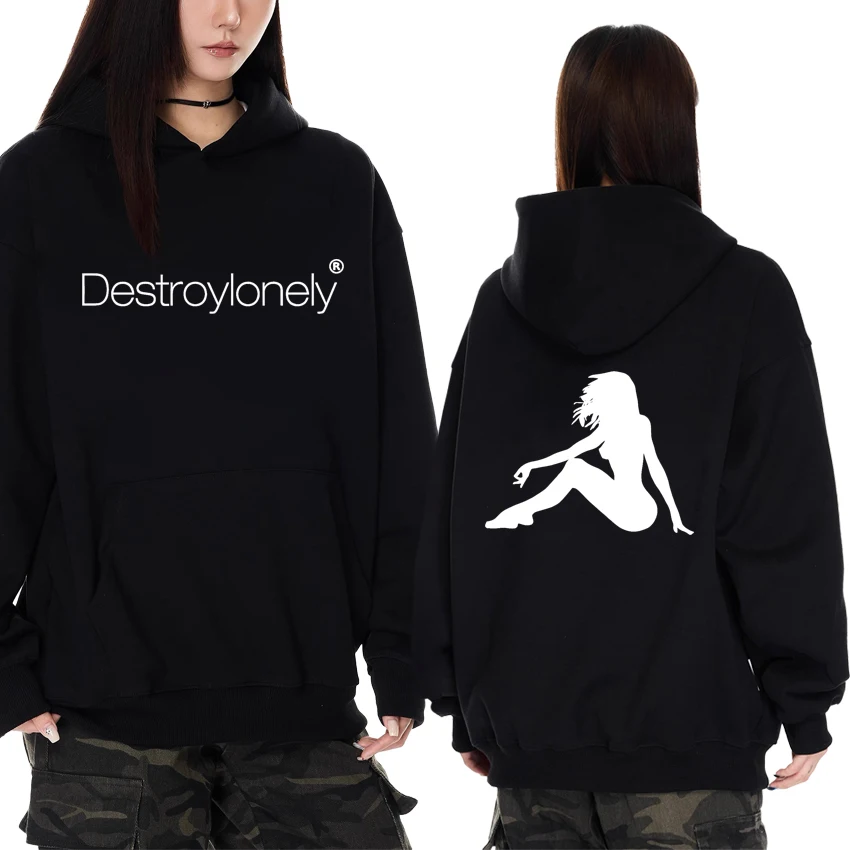 

Hot Rapper Destroy Lonely Double Sided print Hoodie New in Men women Gothic hip hop Fleece streetwear Unisex Casual Sweatshirt