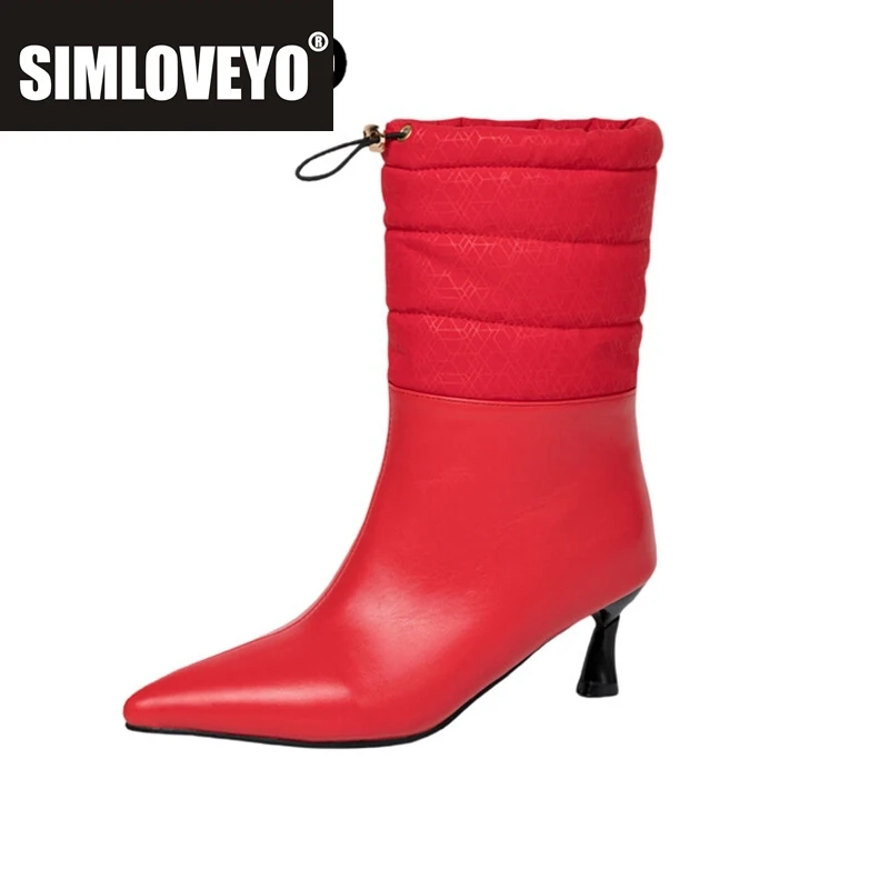 

SIMLOVEYO Зимние сапоги до середины икры, плюшевые, эластичные, модные, с острым носком, на шпильке 6 см, на маленьком каблуке, большой размер 48 US16 US17 Серебро