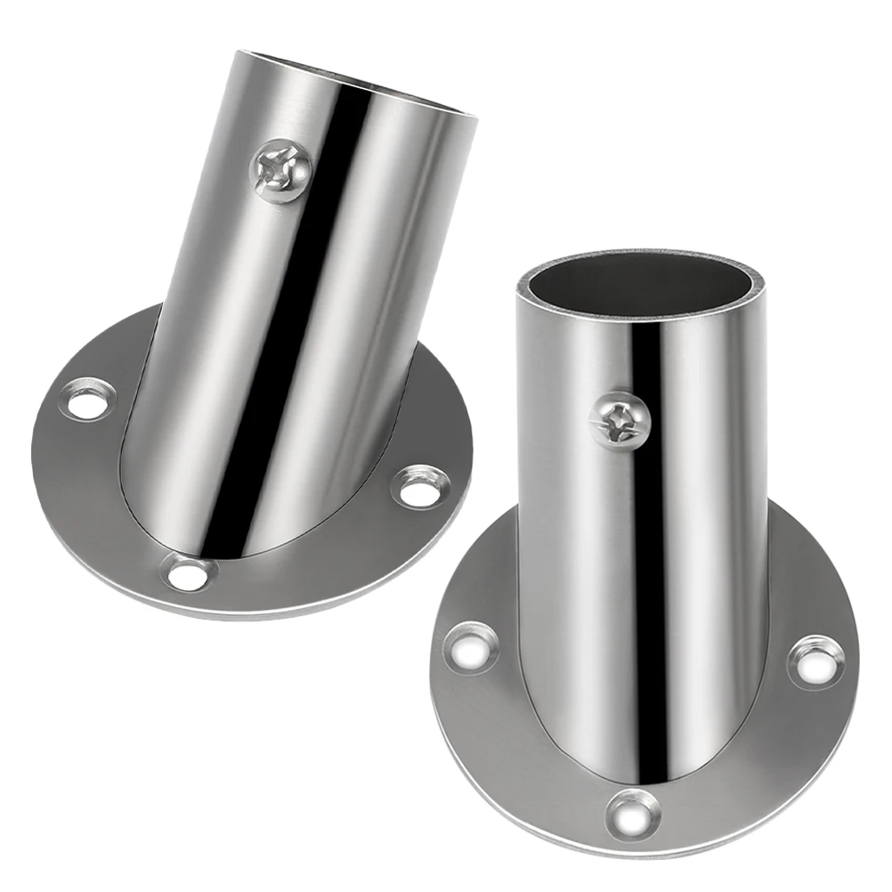 

2Pcs Adjustable Stainless Steel Angled Flange Base for Shower Curtain Rods and Towel Racks Easy Installation 26Mm