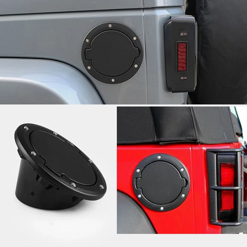 Car Fuel Filler Door Cover Gas Tank Cap For Jeep Wrangler JK Unlimited Sedan Coupe 2 4 Door 2007-2018 Chrome Black