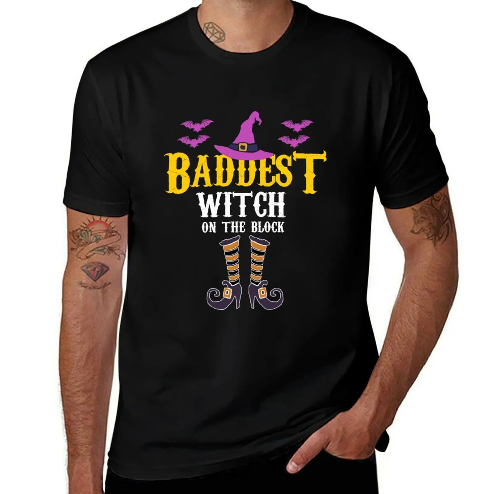 

Halloweens Baddest Witch on the Block T-Shirt t shirt man luxury man t shirts cotton T-Shirt