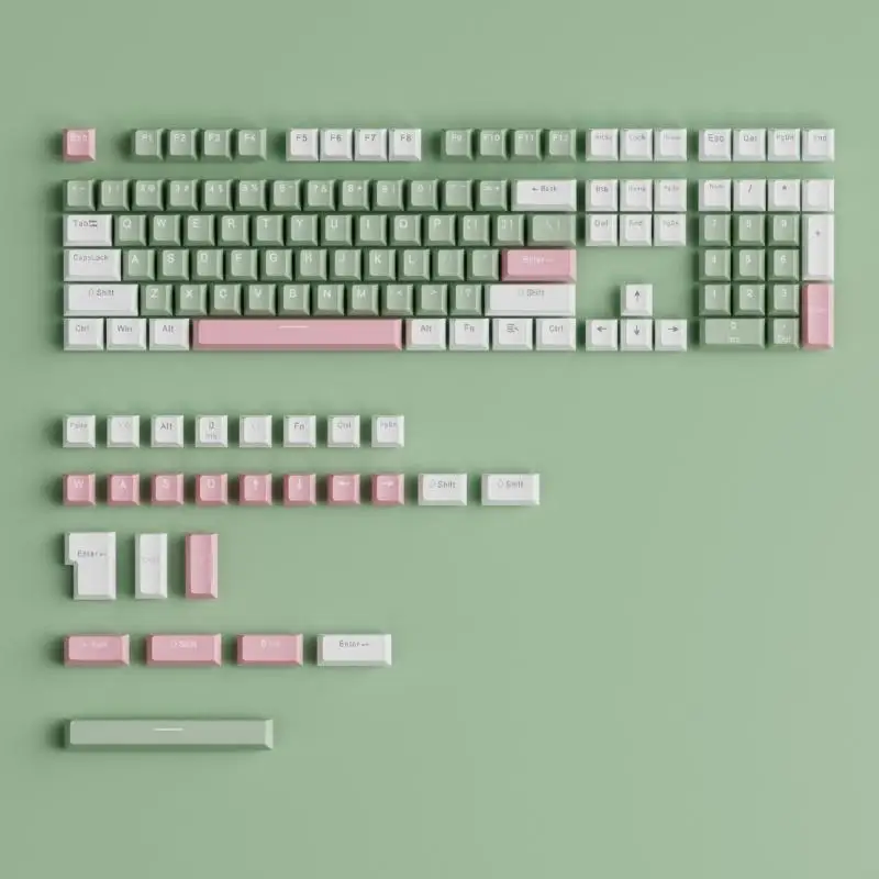 

462E 134PCS OEM Height Two Color Injection Green and White PBT Keycaps for Mechanical Keyboard Enthusiasts