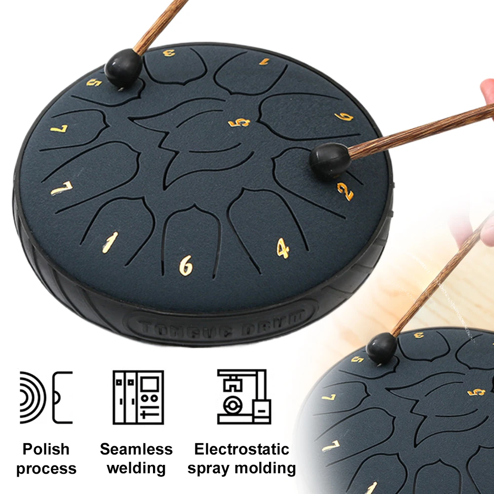 6 Inch 11 Notes Steel Tongue Drum Handpan Drum with Drum Bag Drum Mallets Percussion Instruments for Yoga Meditation