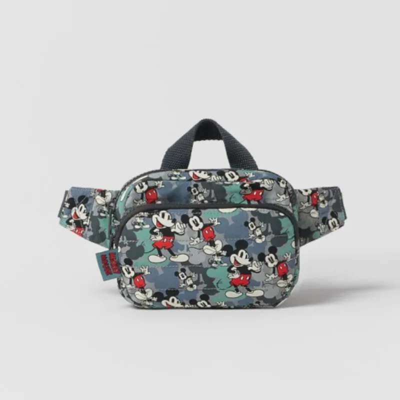 Disney\'s New Camouflage Mickey Cartoon Print Children\'s Waist Bag, Lightweight and Cute Small Waist Bag for Boys and Girls