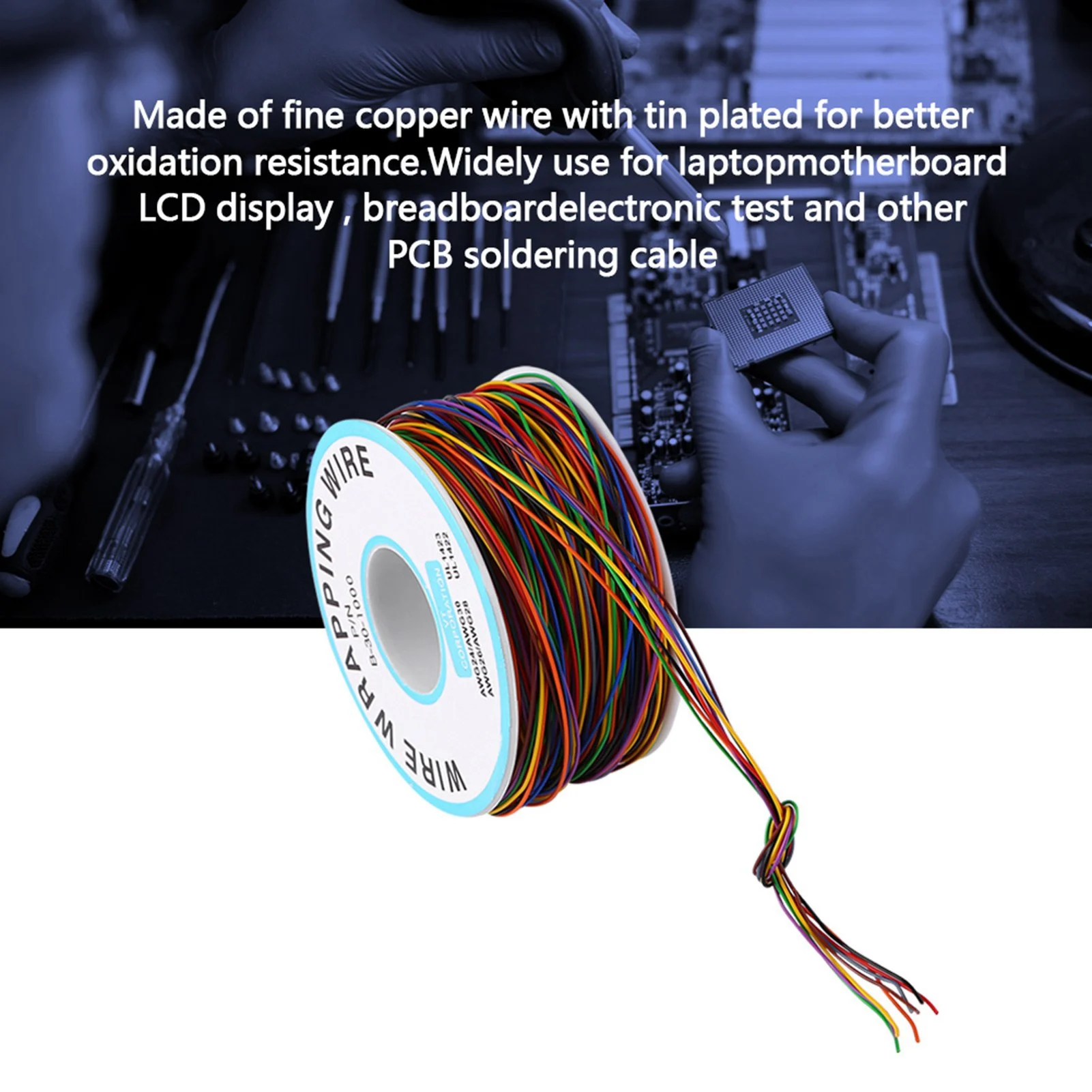 Tin Plated Copper Cable Colorful P/N B‑30‑1000 250M 8‑Wire Colored Insulation Wrapping Copper Test Cable