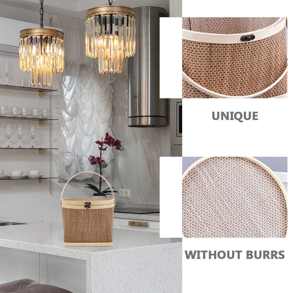 

Портативная бамбуковая корзина для яиц с крышкой, гладкими краями, изысканной отделкой, в элегантном пасторальном стиле, подарочная корзина для хранения к празднику