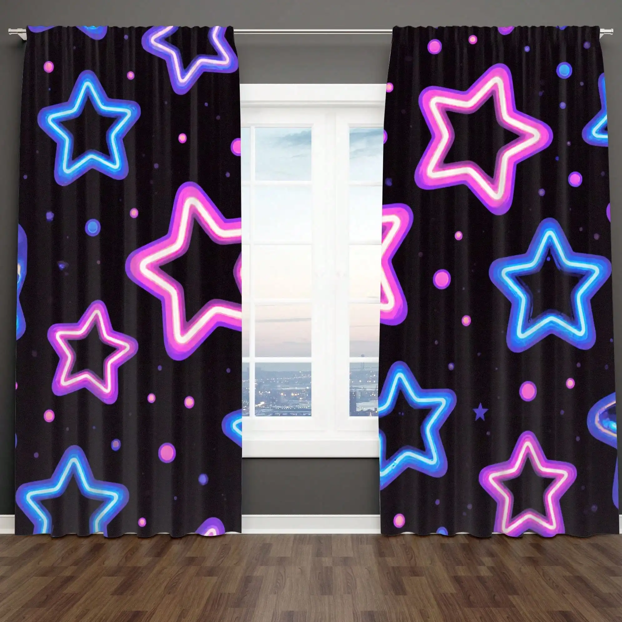 1Set/2pcs A Vibrant Pattern Featuring Colorful Stars Against A Dark Background, Creating A Playful And Whimsical Atmosphere