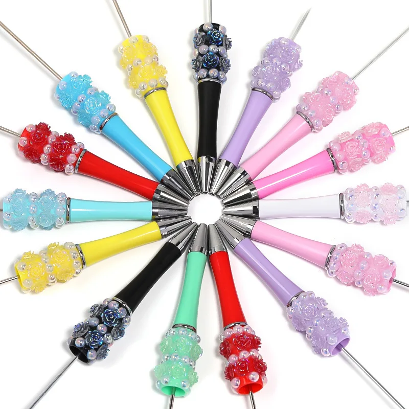

50 шт., блестящая шариковая ручка ручной работы с бриллиантами и бисером, канцелярские принадлежности, студенческий подарок, ручки из бисера для письма, школьные принадлежности