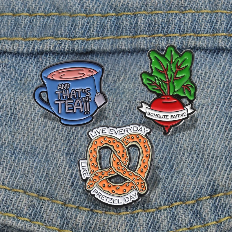 Coffee Biscuits Carrot Food Enamel Pins Custom LIVE EVERYDAY LIKE PRETZEL DAY Brooches Lapel Badges Jewelry Gift for Friend