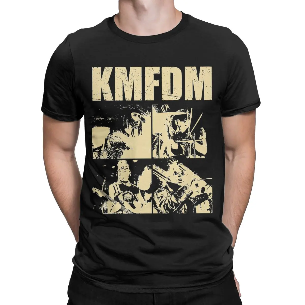 Men T-Shirt KMFDM Vintage Pure Cotton Tees Short Sleeve T Shirt Crew Neck Clothing Plus Size