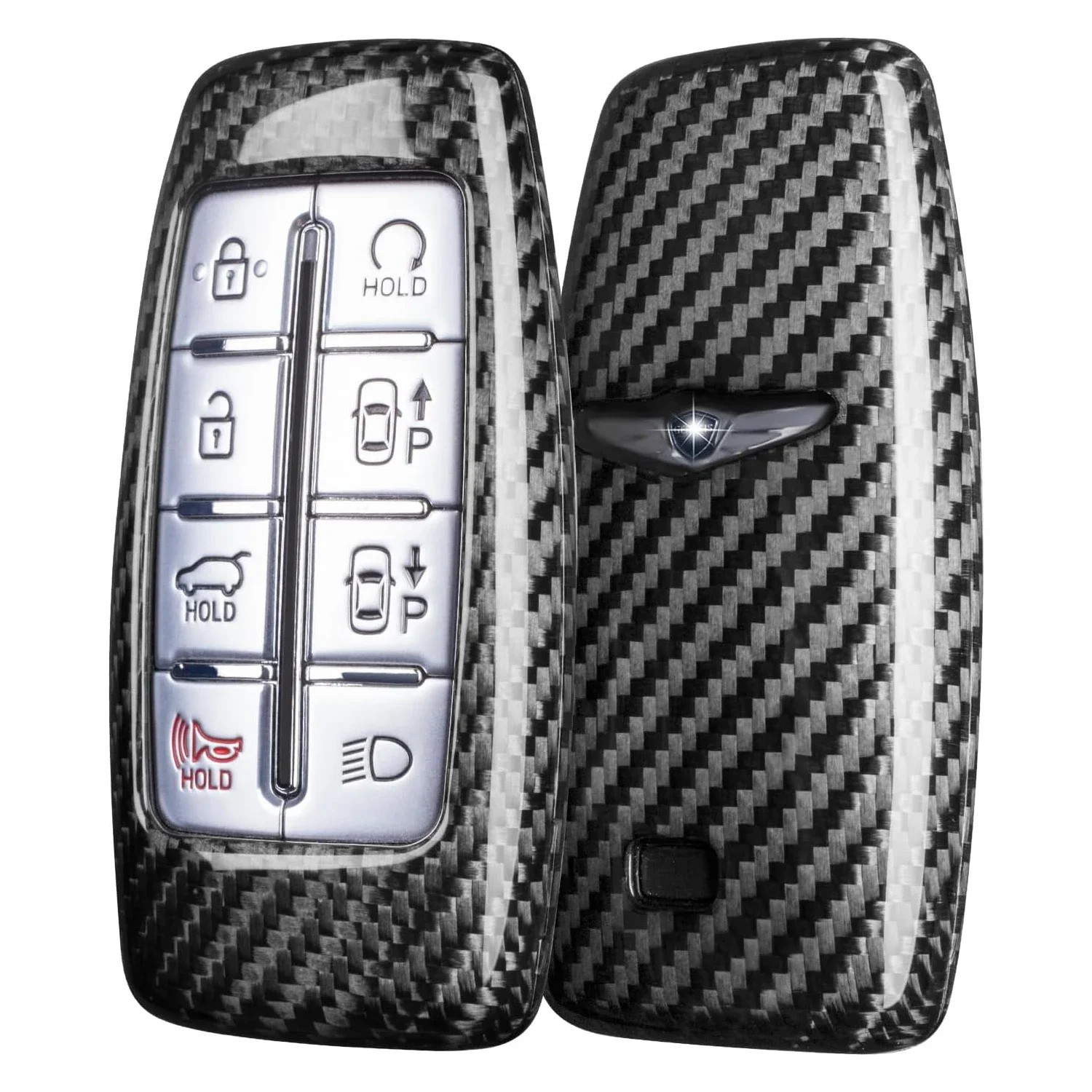 For 8 6 4 Button Genesis Key Cover Carbon Fiber Key Shell For Hyundai Genesis GV70 GV80 GV90 Key Case With Keychain Accessories