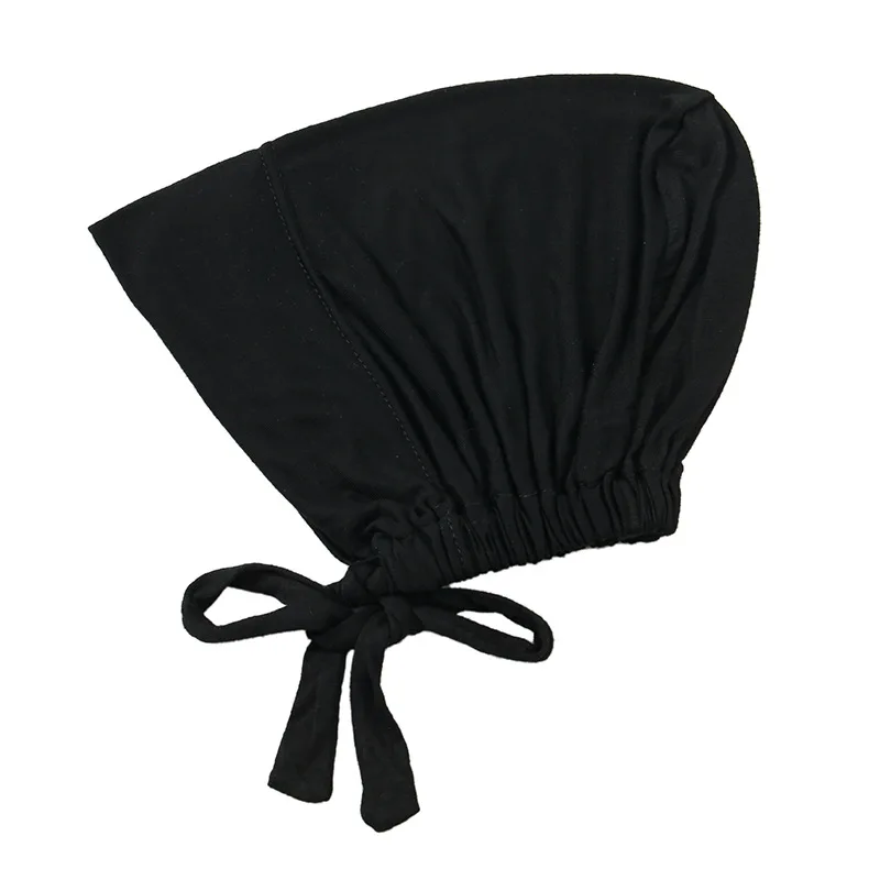 Adjustable Tie Hijab Undercap Soft Modal Bonnet Cap for Muslim Women Stretchy Breathable Inner Head Cover Prayer Wear Accessory