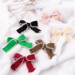 2pcs New Knitted Bow Hairpin for Girls Girl Party Daily Decoration Bow Hair Clip Sweet Lovely Hair Accessories For Autumn Winter