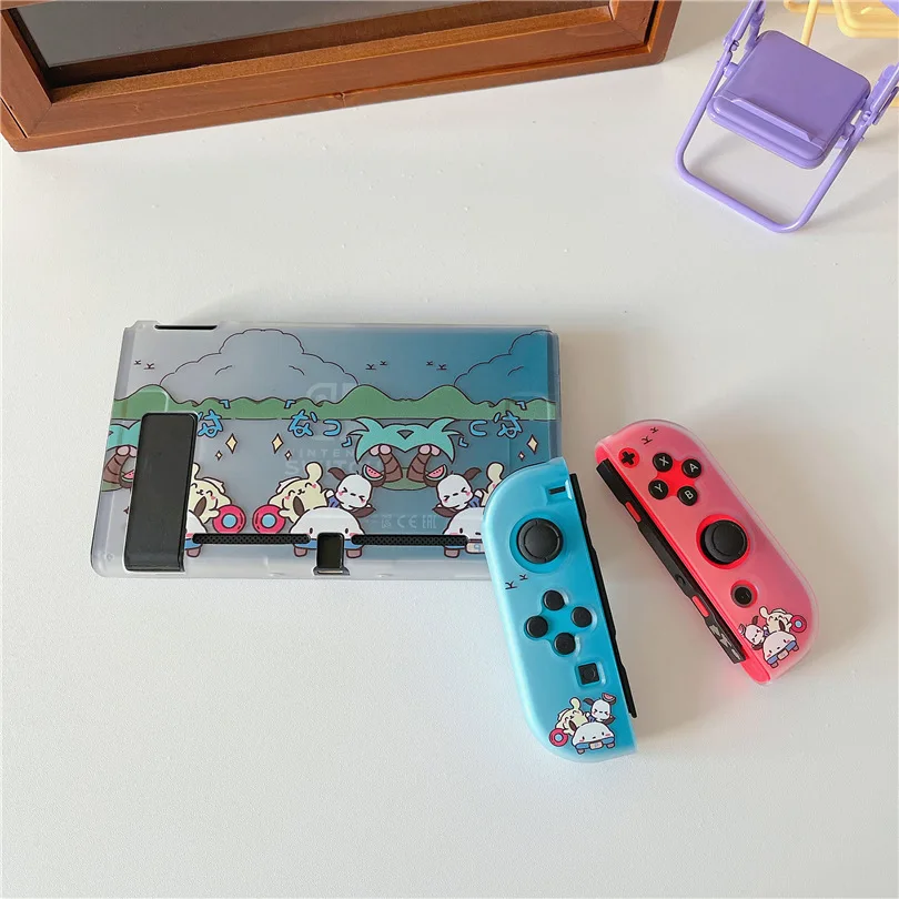 MINISO Sanrio Pochacco Charging Dock Station Cover Protective Shell for Nintendo Switch Oled NS Console Crystal Protector Skin