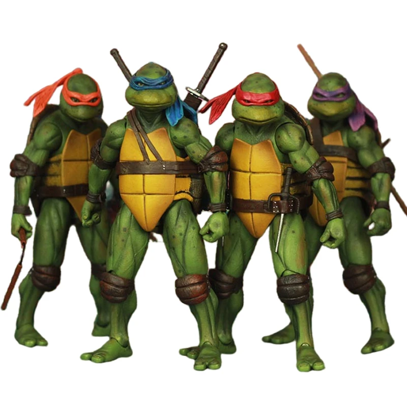 NECA 4Pcs/Set Teenage Mutant Ninja Turtles TMNT 1990 Version Action Figure Film Edition Movies Model Anime Kids For Toy Doll