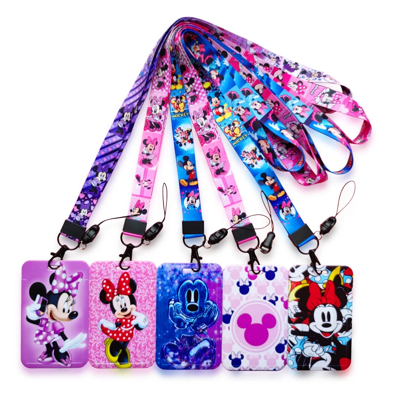 

Disney ID Badge Holder Lanyard Keychain Mickey Minnie Credit Card Case Neck Strap Card Holders Credentials Accessories Gifts