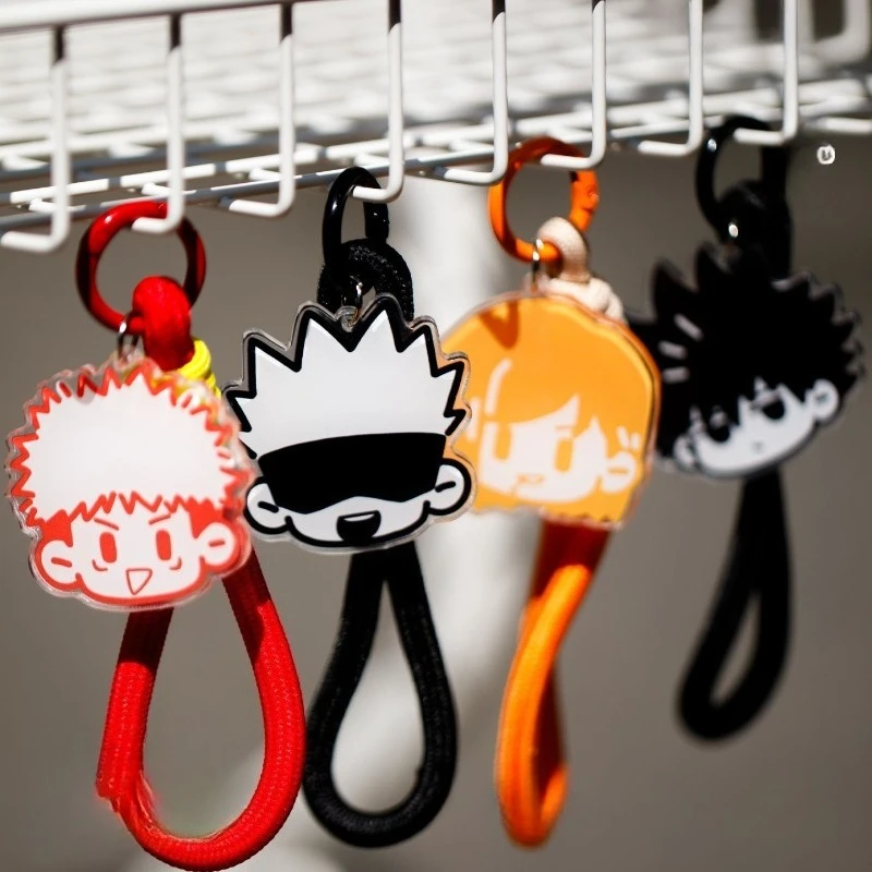 Jujutsu Kaisen Itadori Yuji Gojo Satoru Fushiguro Megumi أنيق سلسلة مفاتيح مصنوعة من الأكريليك حقيبة ظهر الطالب مكافحة فقدان حزام الديكور #6
