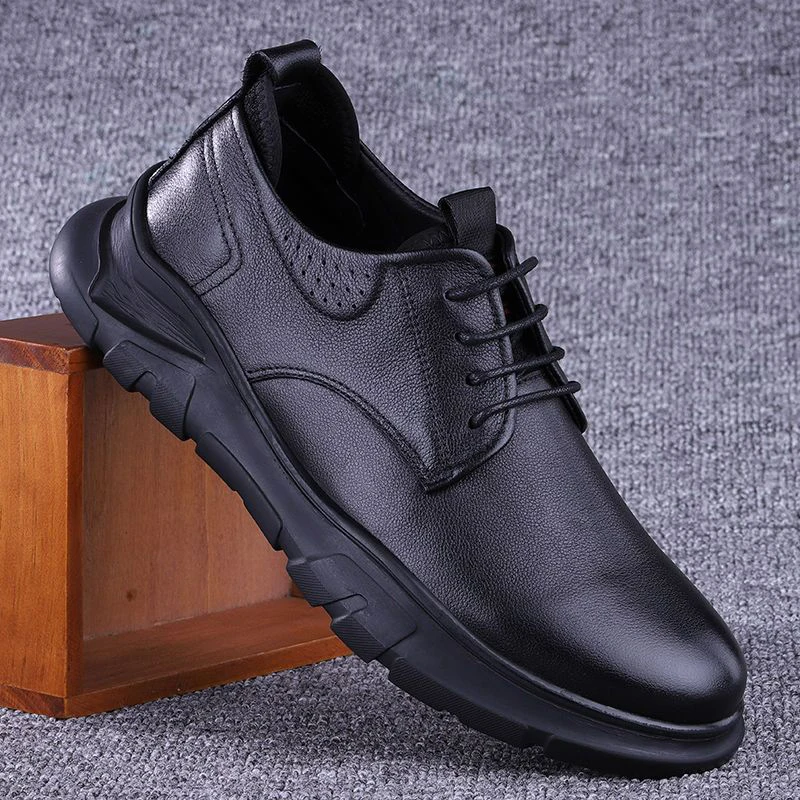 Genuine Leather Shoes Men Business Casual Comfort Fashion Formal Office Work Dress Party Elegant Sneakers Plush Winter Warm 45