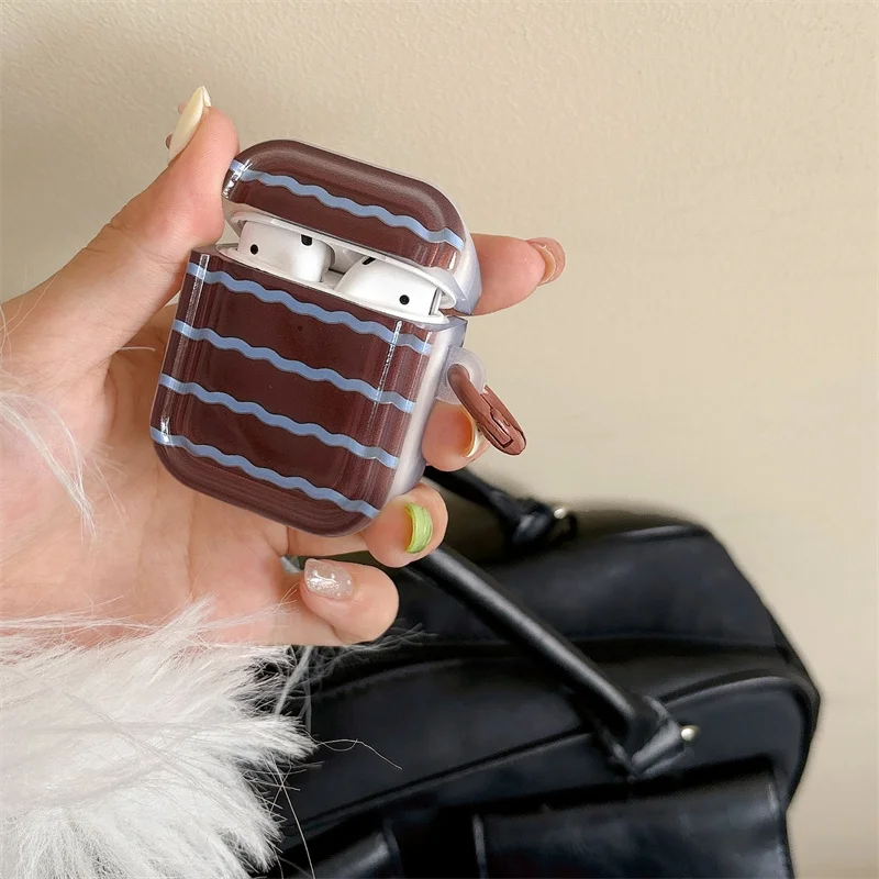 Casing Earphone pola gelombang kreativitas untuk Apple Airpods 4 3 2 Pro, casing pengisi daya Headphone silikon pesona Pro 2