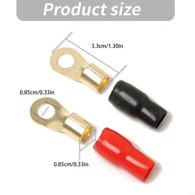 M76E Roter und schwarzer 4-AWG-Drahtklemmensatz für Kfz-Soundsysteme, 20 Messingösenstücke und 20 separate Hülsen für – Detail 6