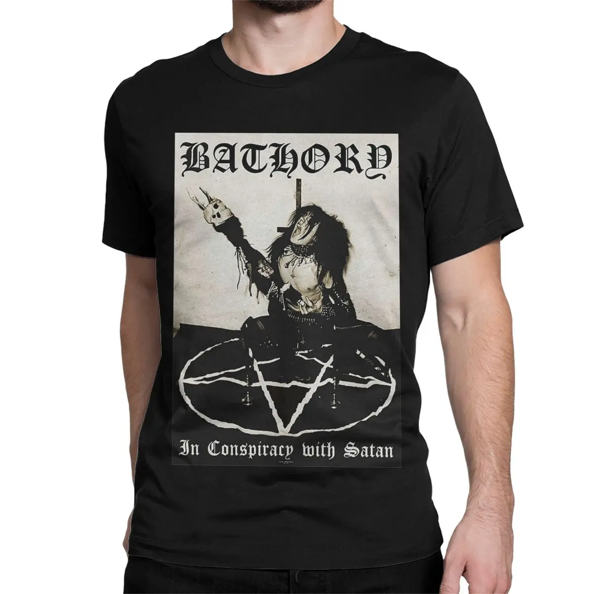 Black Metal Band Rock Music T-Shirts Men Women Bathory Vintage Cotton Tee Shirt Crewneck Short Sleeve T Shirt Plus Size Clothing