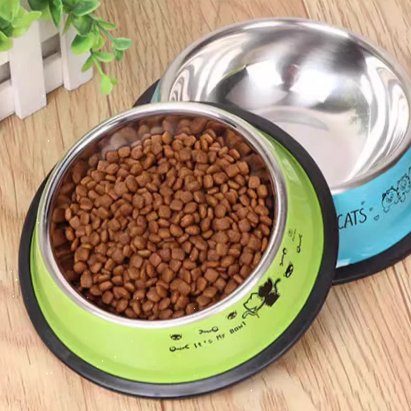 1pcs Dogs Feeding Bowl Puppy Drink Water Feeder Pets Outdoor Food Dish Stainless Steel Cat Lovely Creative Kitten Puppy