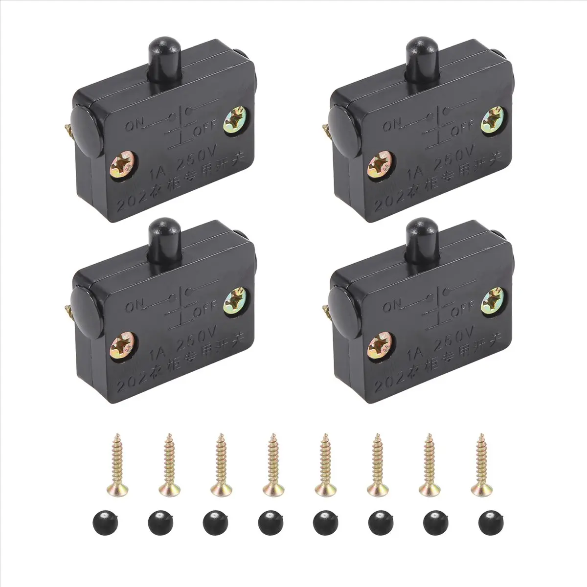 ABJS 4 Pcs Cabinet Door Switch Cabinet Lamp Switch Drawers Open on Close Door Applicable to 12V 24V 110V Black