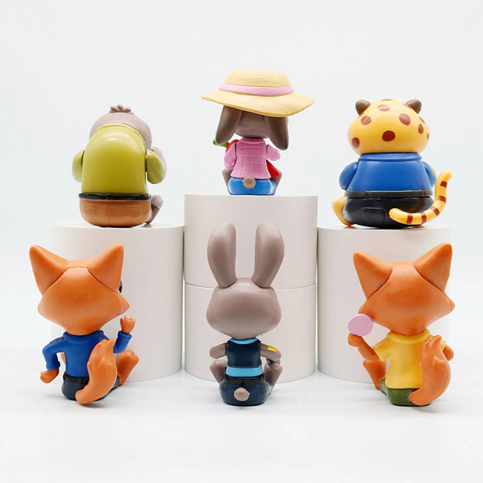 En stock |   Recién llegado, 6 uds., figuras sentadas de la serie de animales de PVC, bonitos adornos de escritorio para niños, regalos de Navidad perfectos