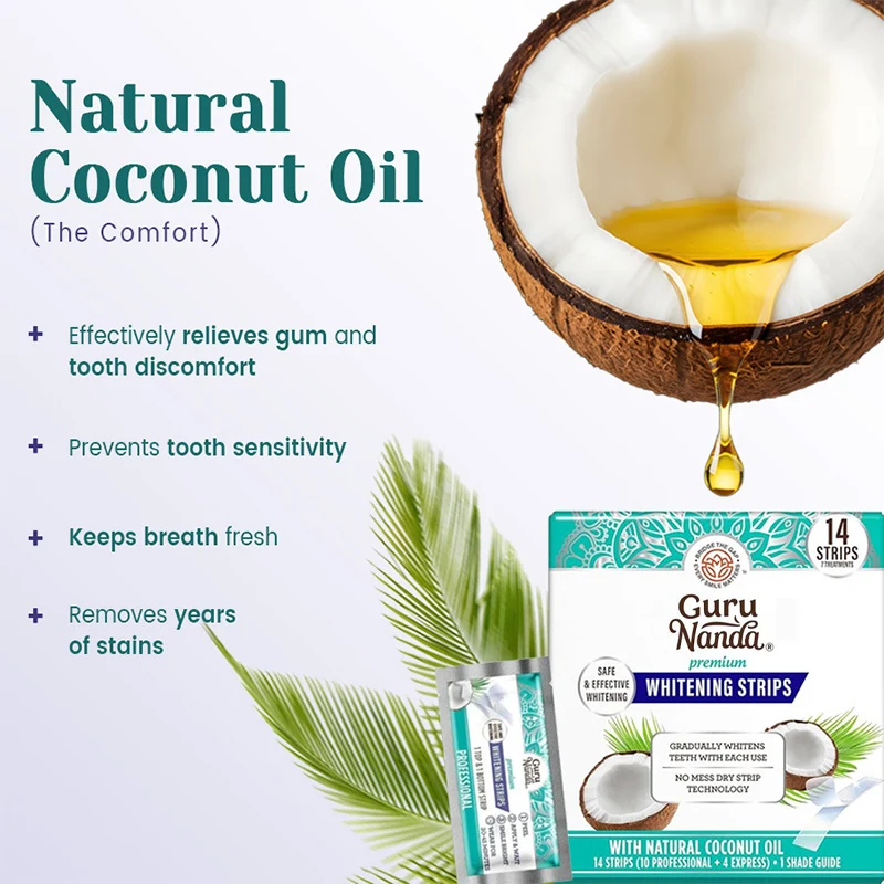 14pcs/box Coconut Oil Teeth White Strips,Whiter Strips for Remove Smoke Coffee Stain,Dental Cleaning Veneers Oral Hygiene Care