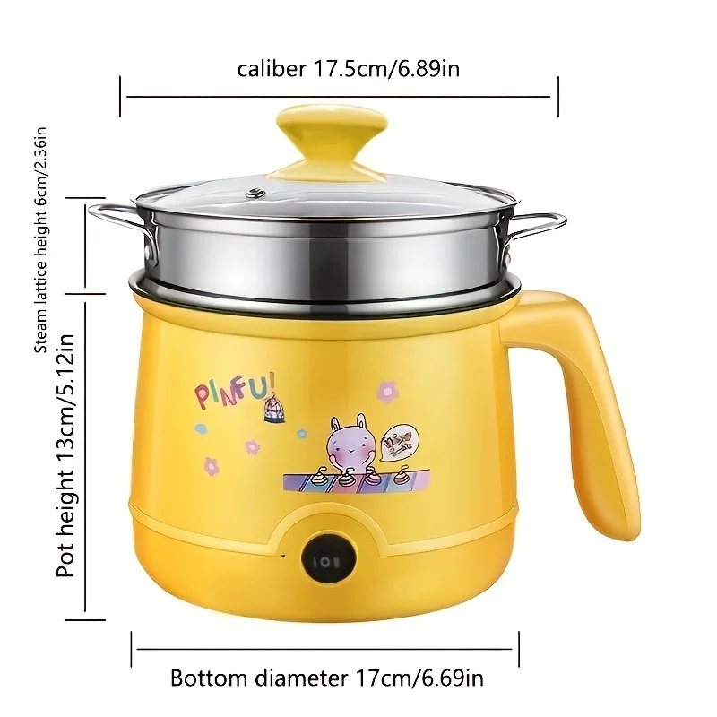 Multifunctional Electric Hot Pot,Electric Steaming Pot,Anti Dry Burning Single Layer Double Layer Electric Boiling Pot,Yellow