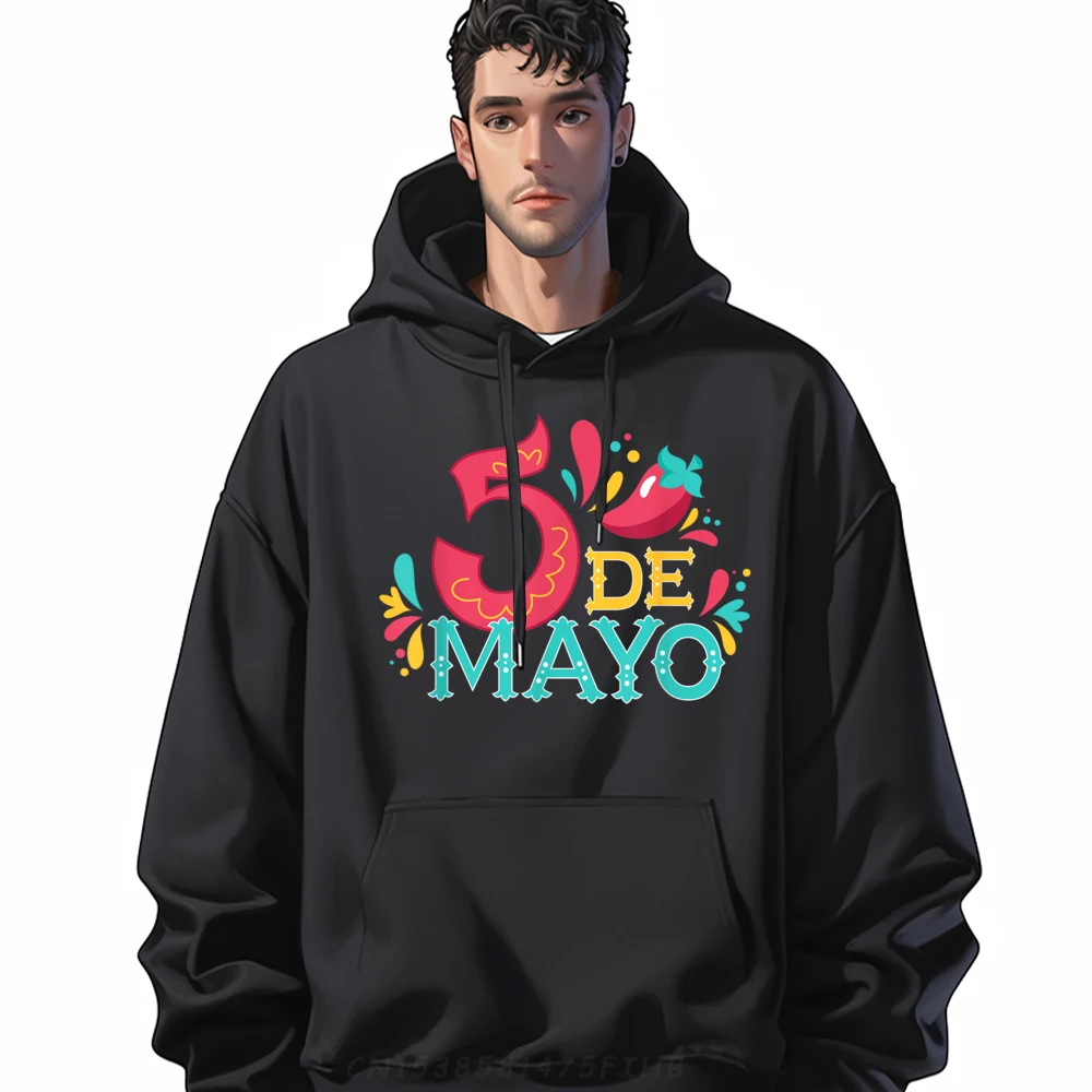 

5 de Mayo Party Hoodies Family Long Sleeve Mens Hoodies Printed Coats Crew Neck Streetwear Fashion Men's Oversized Sweatshirt