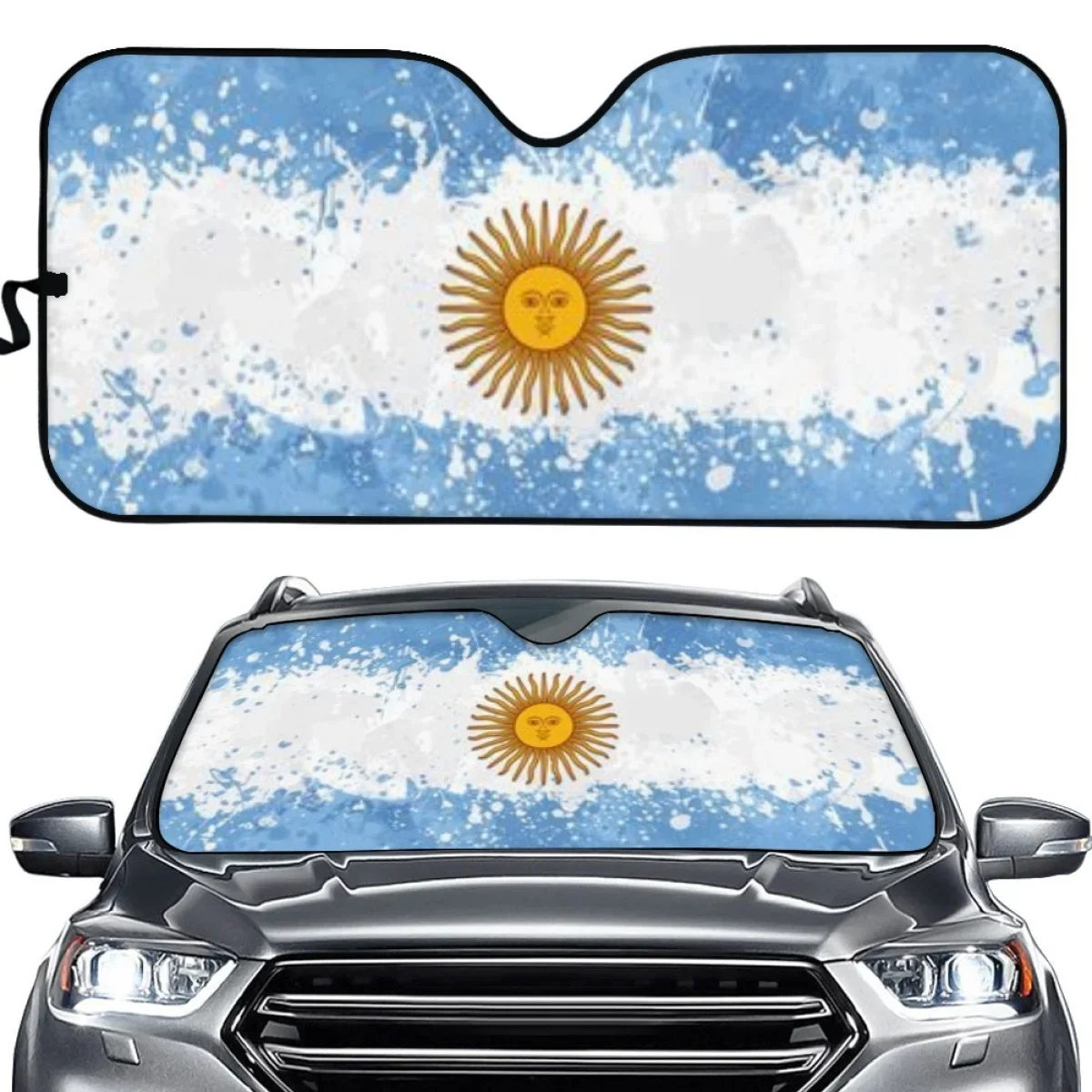 Argentina Flag Splash Ink Sun Pattern Car Sun Shade High Quality Brand Design Interesting Anti-dirt Standard Windshield Covers