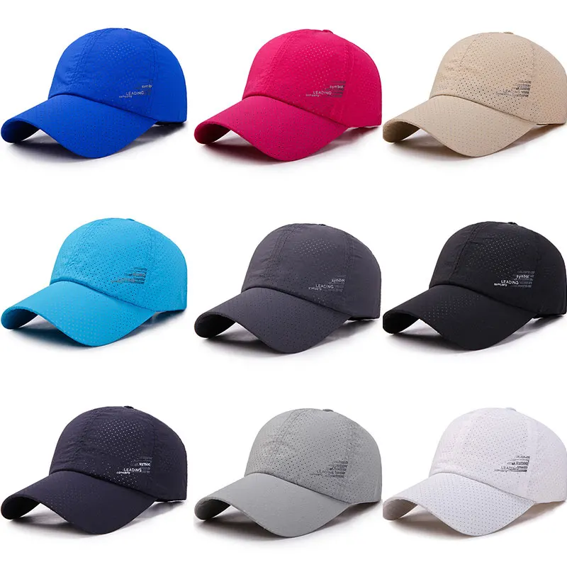 Nowa męska damska letnia czapka z daszkiem szybkoschnąca czapka Unisex oddychająca sportowa w czystym kolorze czapka typu Snapback czapka