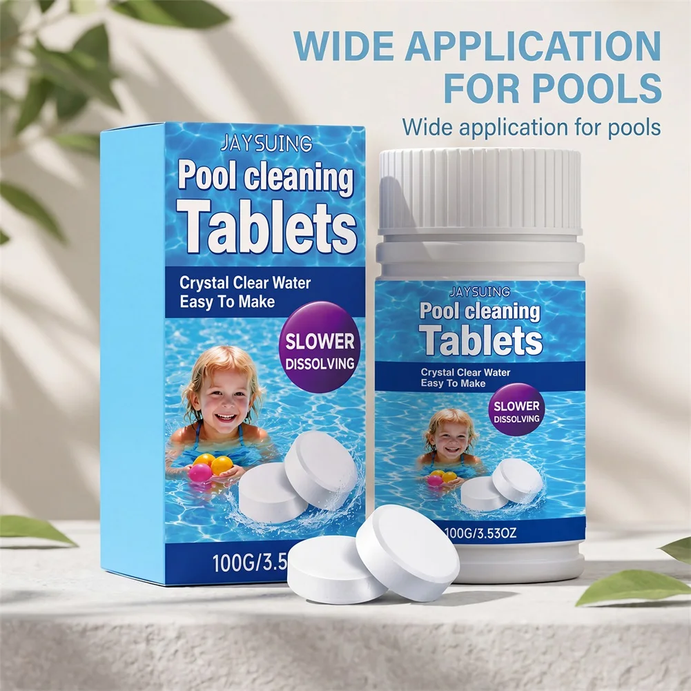 Pool Cleaning Tablets Spa Chlorine Tablets Long-Lasting Algaecide Clarifier Long-Lasting Slow-Release Keeps Water Crystals Clear view 2