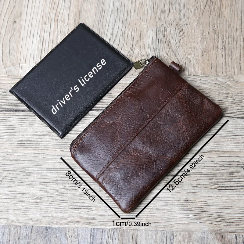 男性用の超薄型レザーカードホルダー,牛革ウォレット,クレジットカード,運転免許証に適しています