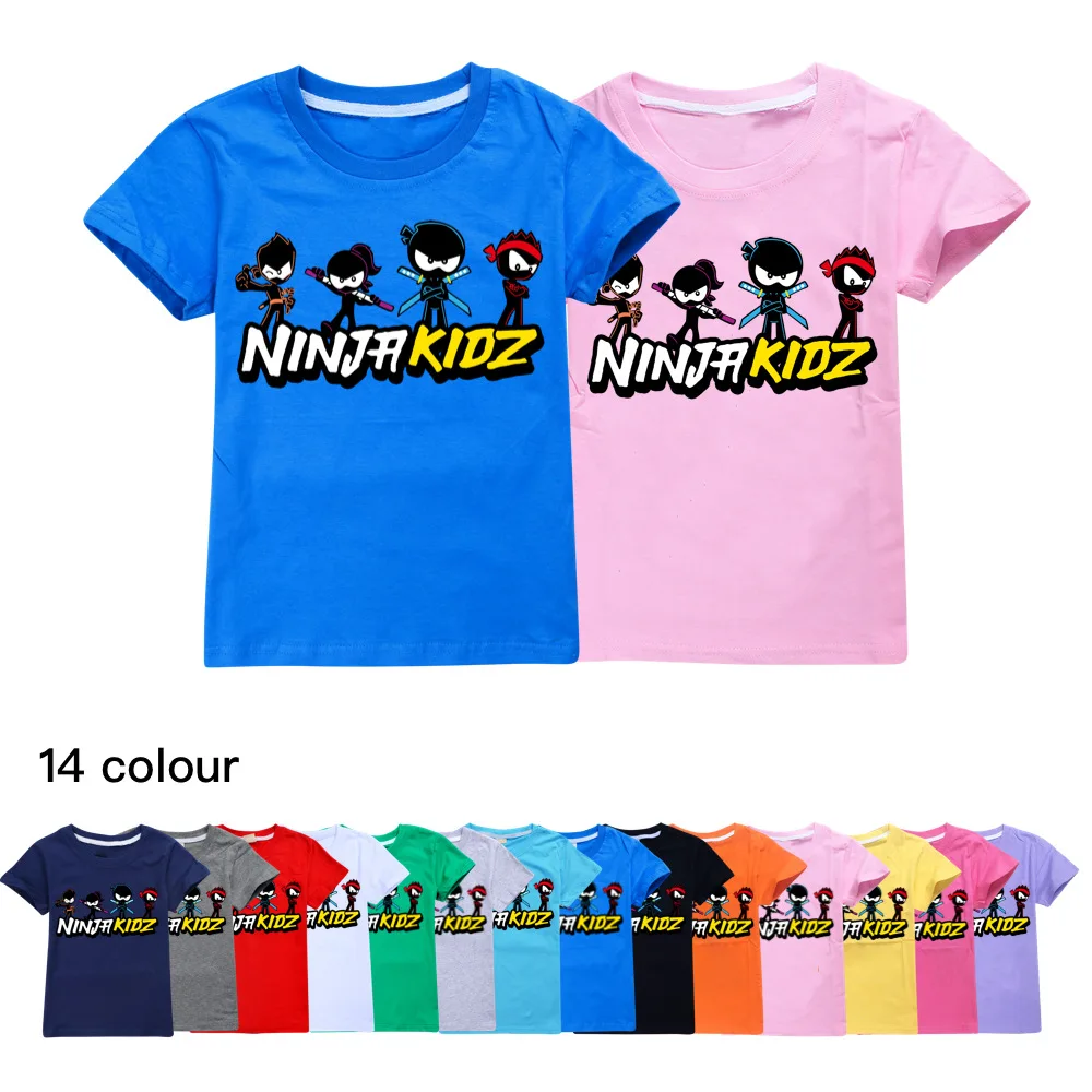 2023 NINJA KIDZ Toddler Summer T-shirt Teenage Girls Clothing Cotton Boys Tshirt Boutique Kids Tees O-Neck Children Tops Shirt