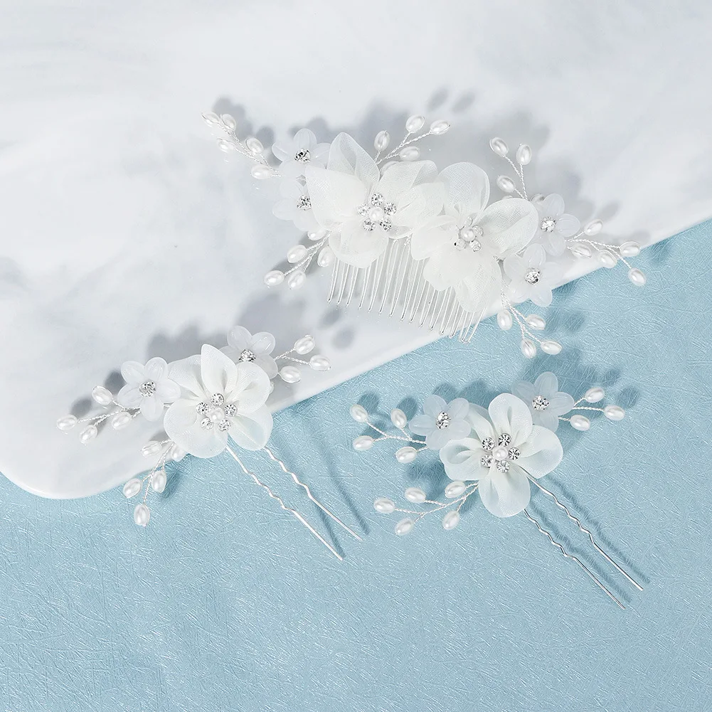 Hair Headdress Handmade Bride Crown Headdress Flowers Inserted Comb Hair Ornaments Sets Flower Comb Jewelry Hair Clip Female